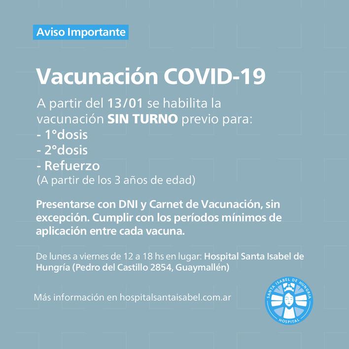 A partir del 13 de enero se habilitó el hospital como sede de vacunación contra COVID-19
